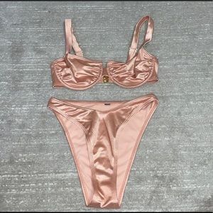 Satin Rosy Pink bikini set